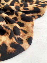BROWN COTTON BLEND CLASSIC LEOPARD PRINT SCARF