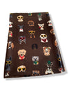 BROWN COTTON BLEND DOG PRINT LIGHTWEIGHT SCARF