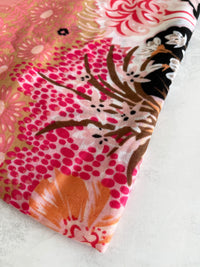 CORAL GARDEN FLORAL PRINT SQUARE TASSEL SCARF