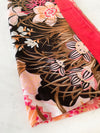 CORAL GARDEN FLORAL PRINT SQUARE TASSEL SCARF