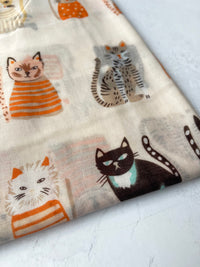 CREAM AND BEIGE LIGHTWEIGHT BORDER CAT SCARF