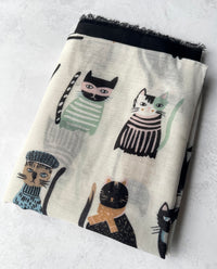 CREAM AND BLACK LIGHTWEIGHT BORDER CAT SCARF