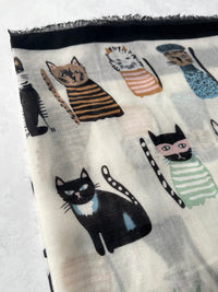 CREAM AND BLACK LIGHTWEIGHT BORDER CAT SCARF