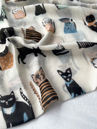 CREAM AND BLACK LIGHTWEIGHT BORDER CAT SCARF