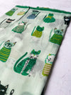 CREAM AND GREEN LIGHTWEIGHT BORDER CAT SCARF