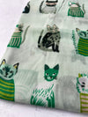 CREAM AND GREEN LIGHTWEIGHT BORDER CAT SCARF