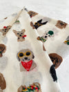 CREAM COTTON BLEND DOG PRINT LIGHTWEIGHT SCARF