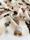 CREAM COTTON BLEND DOG PRINT LIGHTWEIGHT SCARF