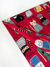 DARK RED CAT PRINT LONG LIGHTWEIGHT SCARF