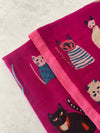 FUCHSIA PINK COTTON BLEND CAT PRINT LIGHTWEIGHT SCARF