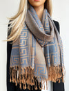 GEOMETRIC BLUE LIGHTWEIGHT PASHMINA SHAWL SCARF