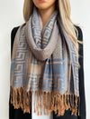 GEOMETRIC BLUE LIGHTWEIGHT PASHMINA SHAWL SCARF