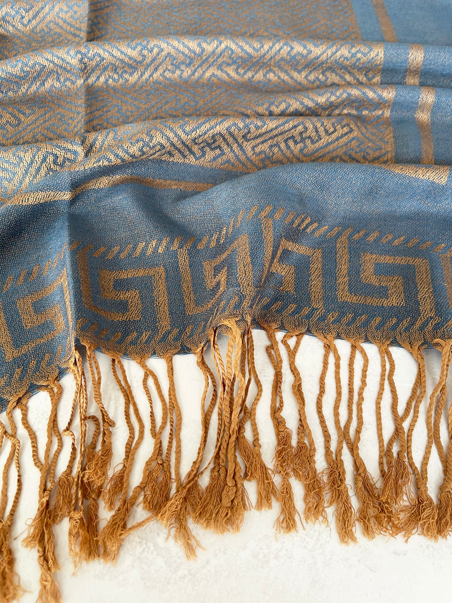 GEOMETRIC BLUE LIGHTWEIGHT PASHMINA SHAWL SCARF