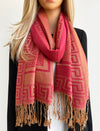 GEOMETRIC CORAL RED LIGHTWEIGHT PASHMINA SHAWL SCARF