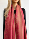 GEOMETRIC CORAL RED LIGHTWEIGHT PASHMINA SHAWL SCARF