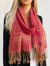 GEOMETRIC CORAL RED LIGHTWEIGHT PASHMINA SHAWL SCARF