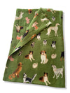 GREEN COTTON BLEND DOG PRINT LIGHTWEIGHT SCARF