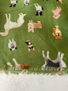 GREEN COTTON BLEND DOG PRINT LIGHTWEIGHT SCARF