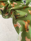 GREEN COTTON BLEND DOG PRINT LIGHTWEIGHT SCARF