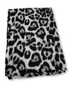 GREY COTTON BLEND CLASSIC LEOPARD PRINT SCARF