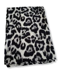 GREY COTTON BLEND CLASSIC LEOPARD PRINT SCARF