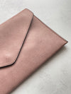 LIGHT PINK OVER-SIZED ENVELOPE CLUTCH BAG WITH LONG CROSS BODY AND WRISTLET STRAP