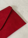 DEEP RED OVER-SIZED ENVELOPE CLUTCH BAG WITH LONG CROSS BODY AND WRISTLET STRAP