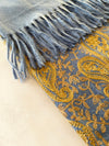 LARGE BABY BLUE PAISLEY CASHMERE COTTON BLEND WINTER SHAWL BLANKET SCARF