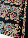 LARGE BLACK COLOURFUL PAISLEY CASHMERE COTTON BLEND WINTER SHAWL BLANKET SCARF