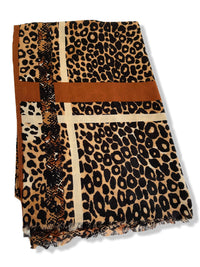 Brown Snakeskin and Leopard Print Scarf