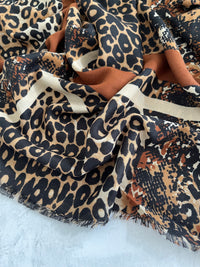 Brown Snakeskin and Leopard Print Scarf