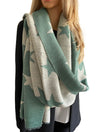 LARGE DUCK EGG GREEN STAR THICK REVERSIBLE WINTER SHAWL BLANKET SCARF