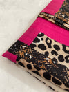 LARGE FUCHSIA PINK SNAKESKIN AND LEOPARD PRINT SCARF