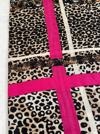 Fuchsia Pink Snakeskin and Leopard Print Scarf