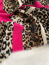 LARGE FUCHSIA PINK SNAKESKIN AND LEOPARD PRINT SCARF