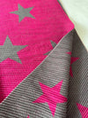 LARGE FUCHSIA PINK STAR THICK REVERSIBLE WINTER SHAWL BLANKET SCARF