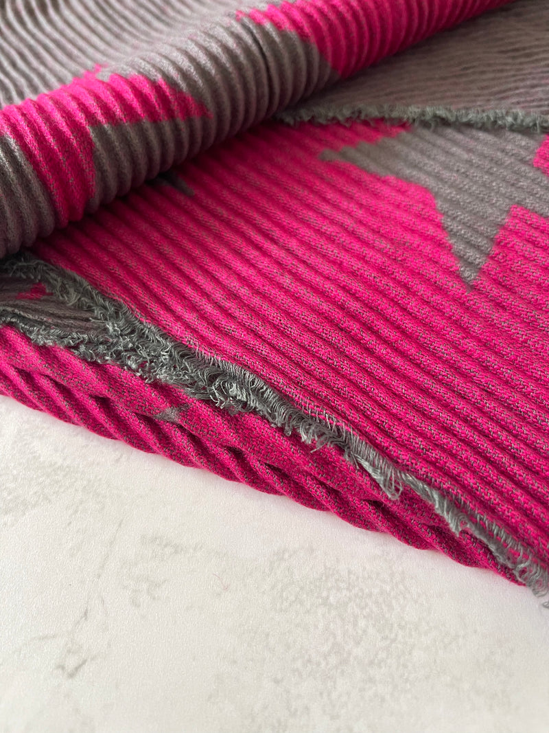 LARGE FUCHSIA PINK STAR THICK REVERSIBLE WINTER SHAWL BLANKET SCARF