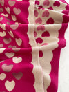 LARGE FUCHSIA PINK HEART PRINT REVERSIBLE CASHMERE WINTER SHAWL BLANKET SCARF
