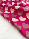 LARGE FUCHSIA PINK HEART PRINT REVERSIBLE CASHMERE WINTER SHAWL BLANKET SCARF