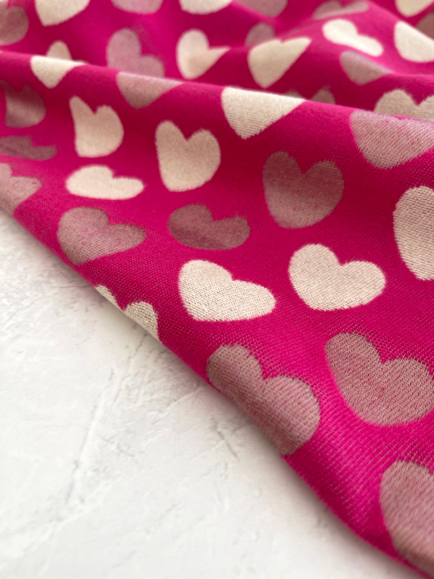 LARGE FUCHSIA PINK HEART PRINT REVERSIBLE CASHMERE WINTER SHAWL BLANKET SCARF