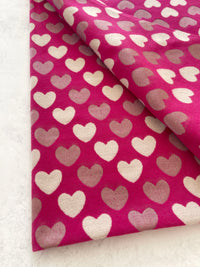 LARGE FUCHSIA PINK HEART PRINT REVERSIBLE CASHMERE WINTER SHAWL BLANKET SCARF