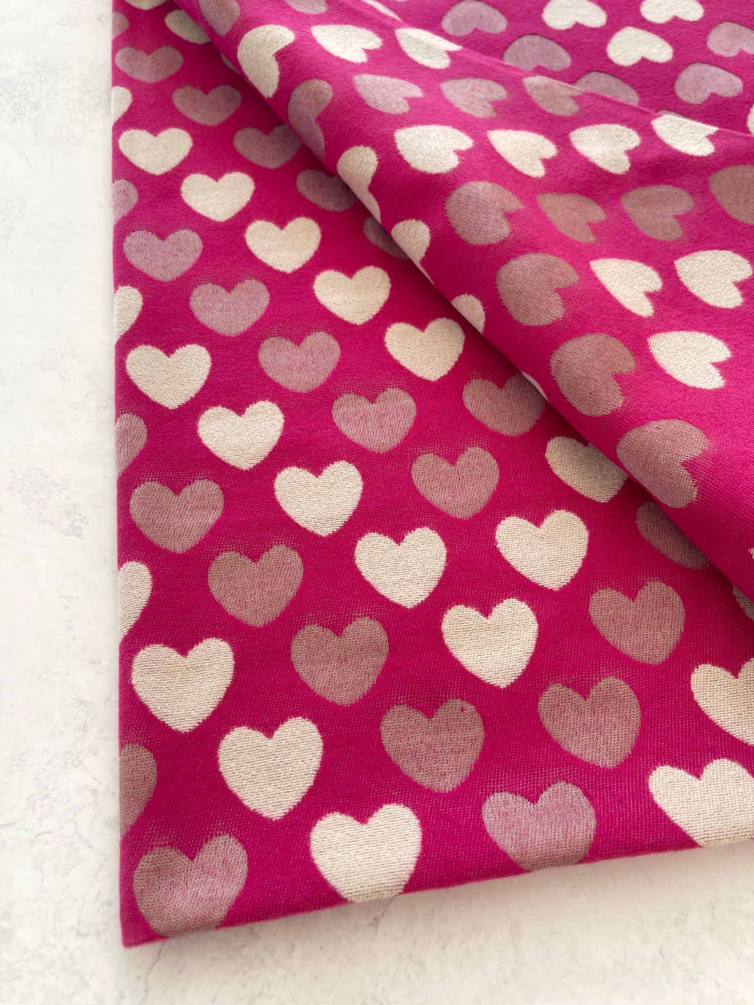 LARGE FUCHSIA PINK HEART PRINT REVERSIBLE CASHMERE WINTER SHAWL BLANKET SCARF