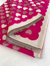 LARGE FUCHSIA PINK HEART PRINT REVERSIBLE CASHMERE WINTER SHAWL BLANKET SCARF