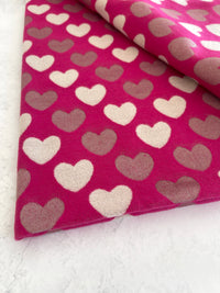 LARGE FUCHSIA PINK HEART PRINT REVERSIBLE CASHMERE WINTER SHAWL BLANKET SCARF