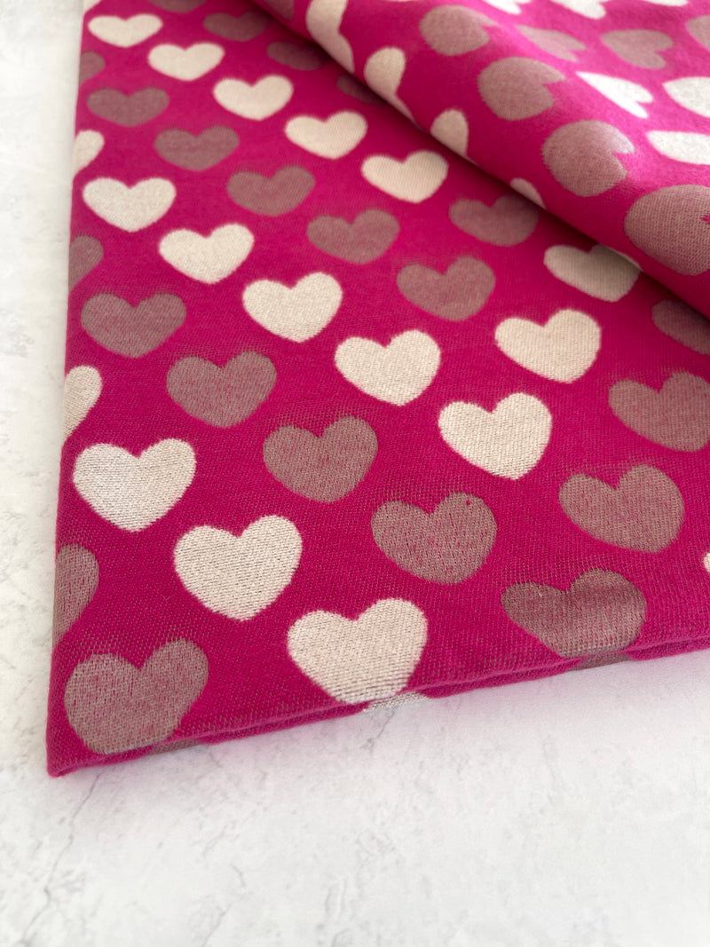 LARGE FUCHSIA PINK HEART PRINT REVERSIBLE CASHMERE WINTER SHAWL BLANKET SCARF