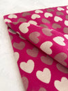 LARGE FUCHSIA PINK HEART PRINT REVERSIBLE CASHMERE WINTER SHAWL BLANKET SCARF