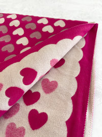 LARGE FUCHSIA PINK HEART PRINT REVERSIBLE CASHMERE WINTER SHAWL BLANKET SCARF