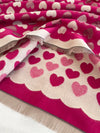 LARGE FUCHSIA PINK HEART PRINT REVERSIBLE CASHMERE WINTER SHAWL BLANKET SCARF