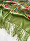 LARGE GREEN COLOURFUL PAISLEY CASHMERE COTTON BLEND WINTER SHAWL BLANKET SCARF