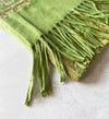 LARGE GREEN PAISLEY CASHMERE COTTON BLEND WINTER SHAWL BLANKET SCARF